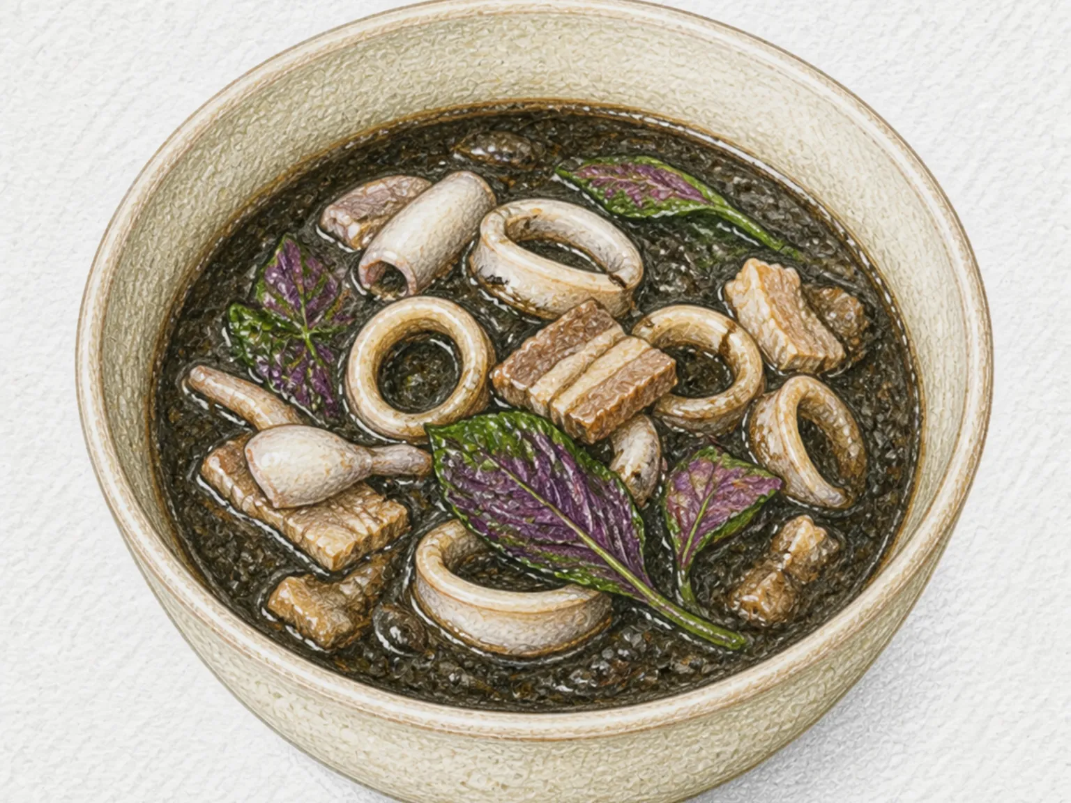 미즈이카 마다지루 (아오리오징어 먹물 된장국)