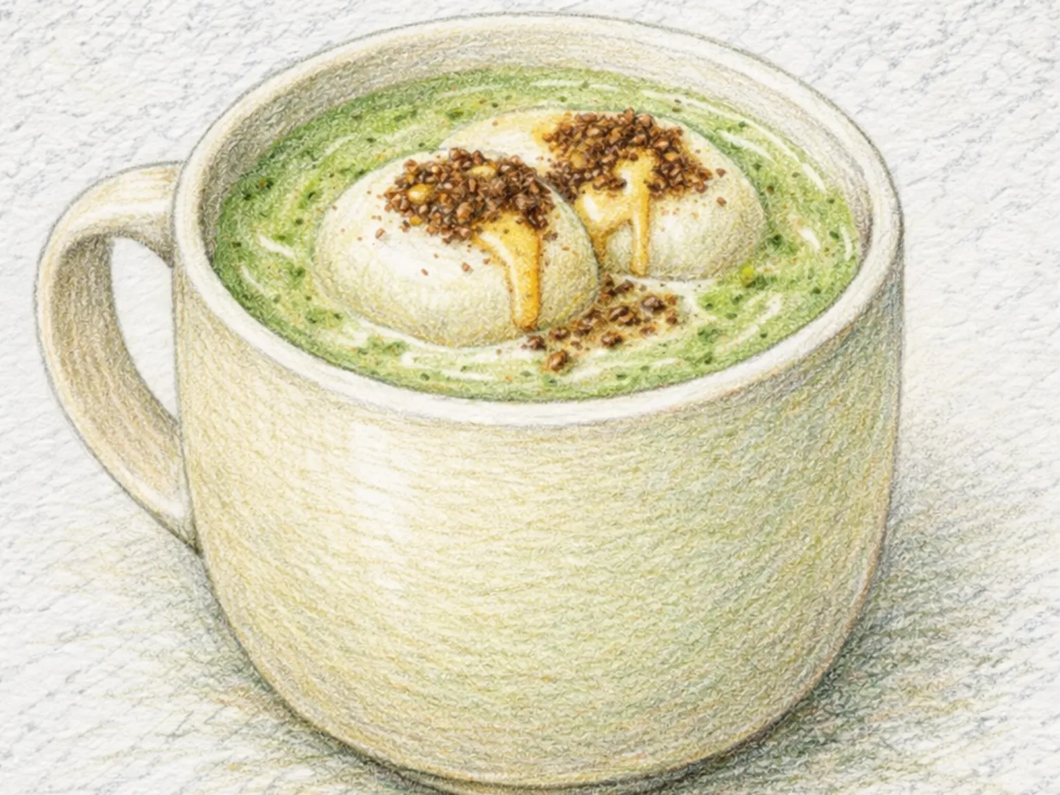 よもぎ餅ラテ（よもぎミルクに白玉餅のせデザートドリンク）