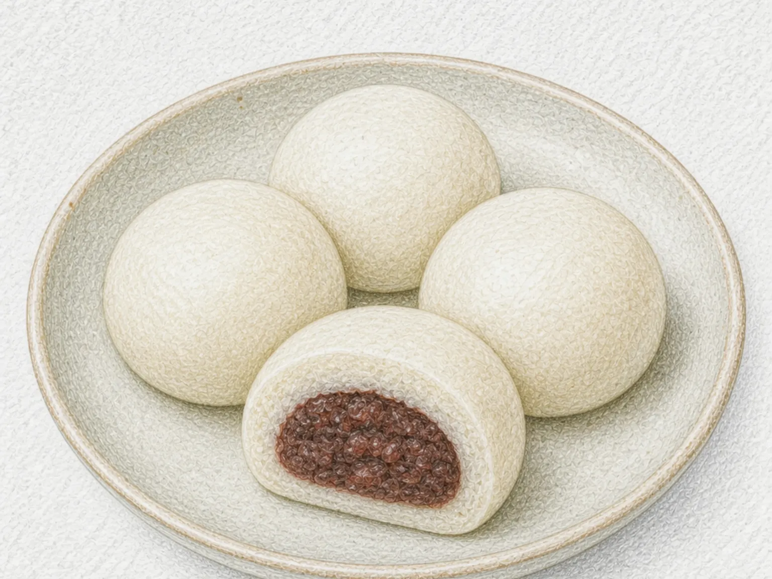 Komugi Manju (Steamed Wheat Buns with Red Bean Paste)