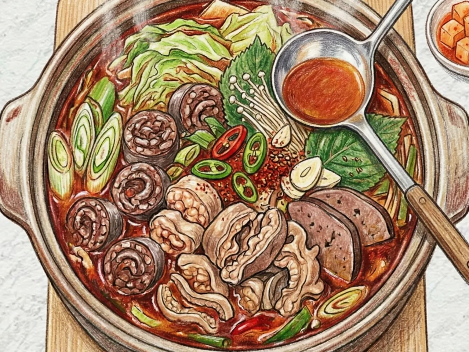 Sundae Jeongol (hot pot de chouriço coreano)