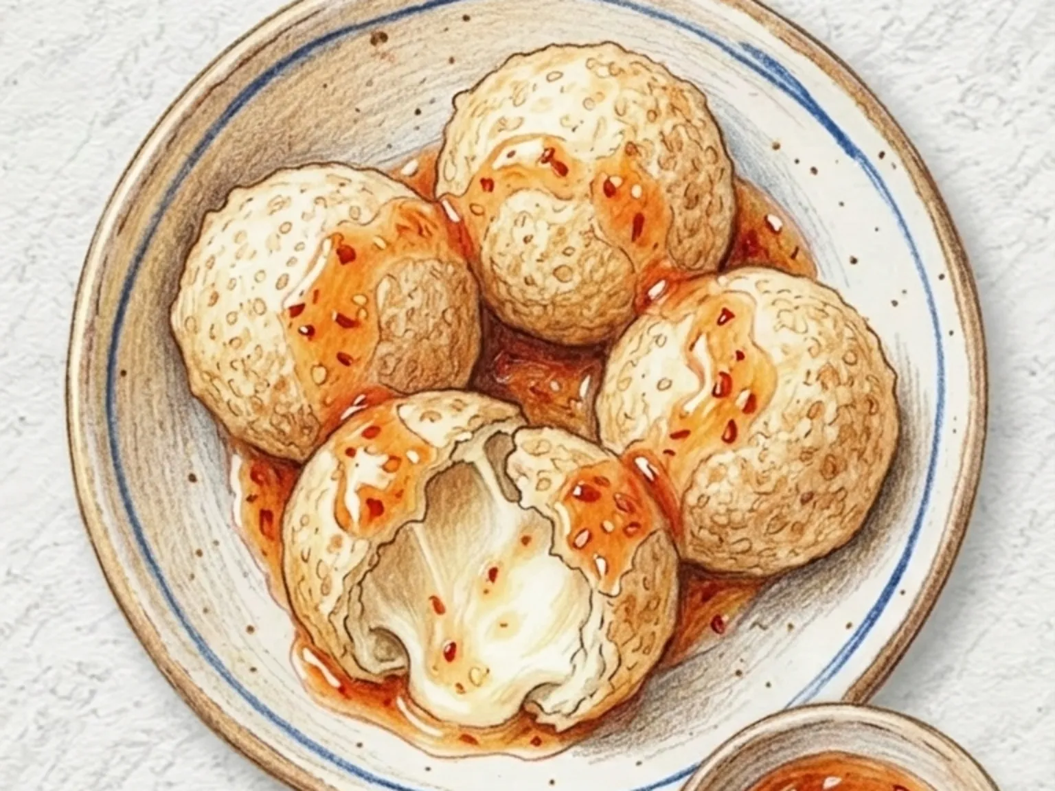 スイートチリチーズボール(もち米揚げモッツァレラ入り)