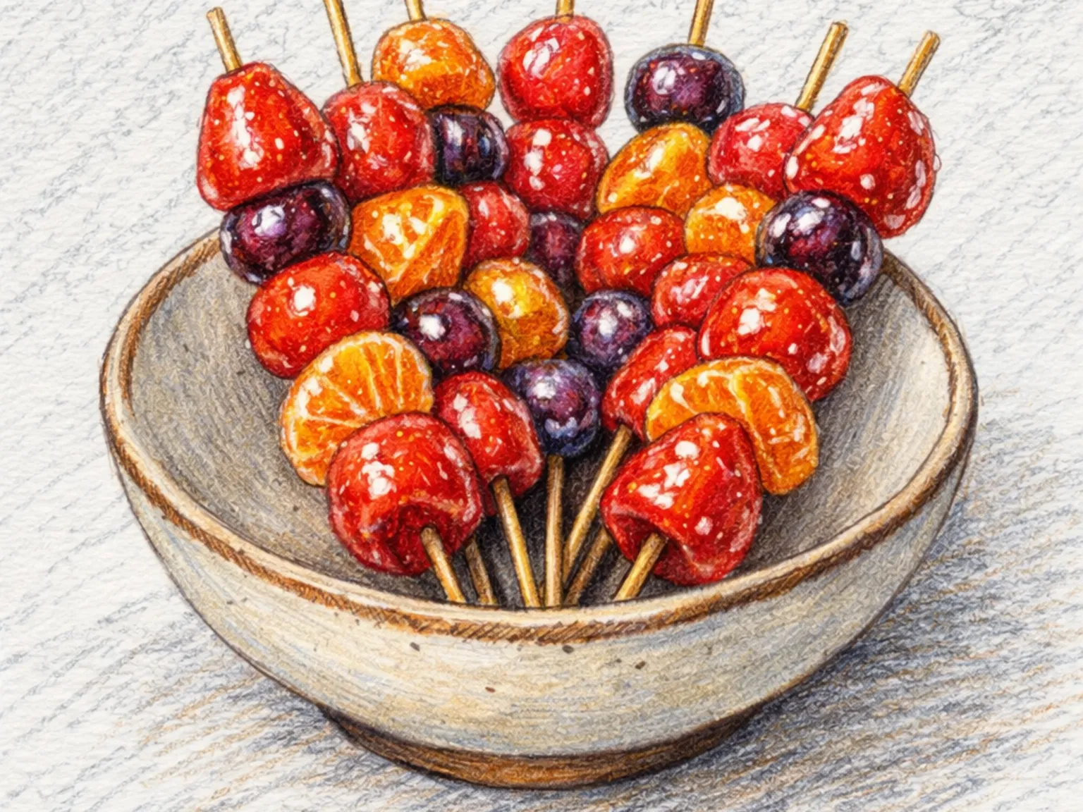 Tanghuru (brochetas de frutas confitadas al estilo chino)