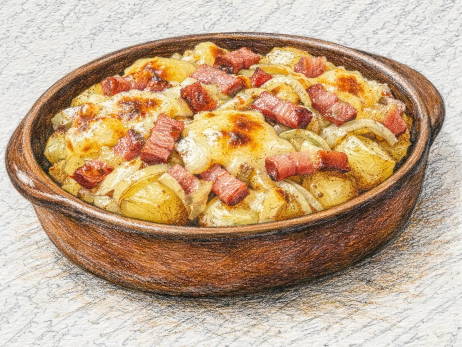 Tartiflette (Gratinado Francês de Batata, Bacon e Reblochon)