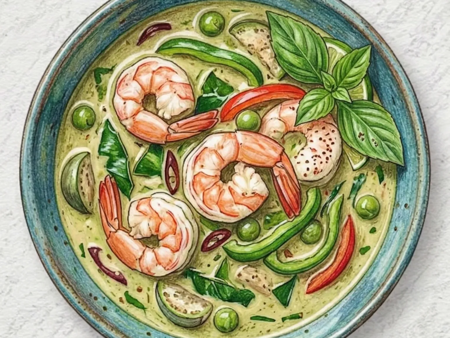Thai Green Curry with Shrimp (Caril verde tailandês com camarão)