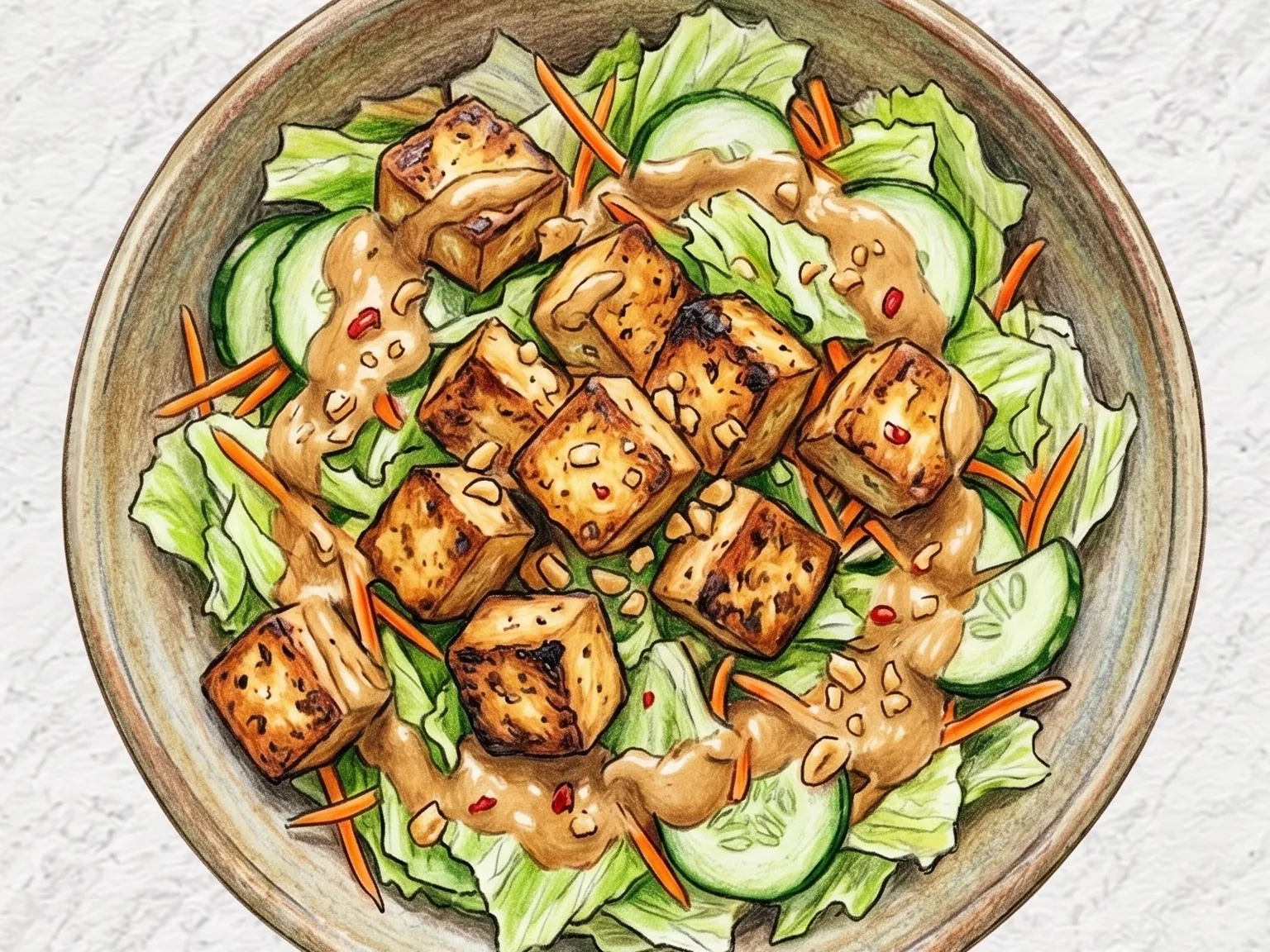 두부 사테 샐러드 볼 (태국식 두부 샐러드)