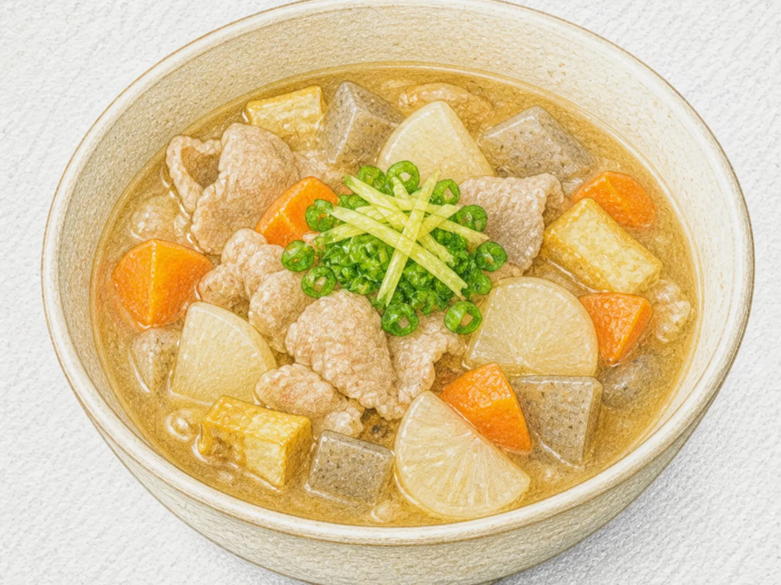 가고시마 돈지루 (보리미소 돼지고기 채소국)