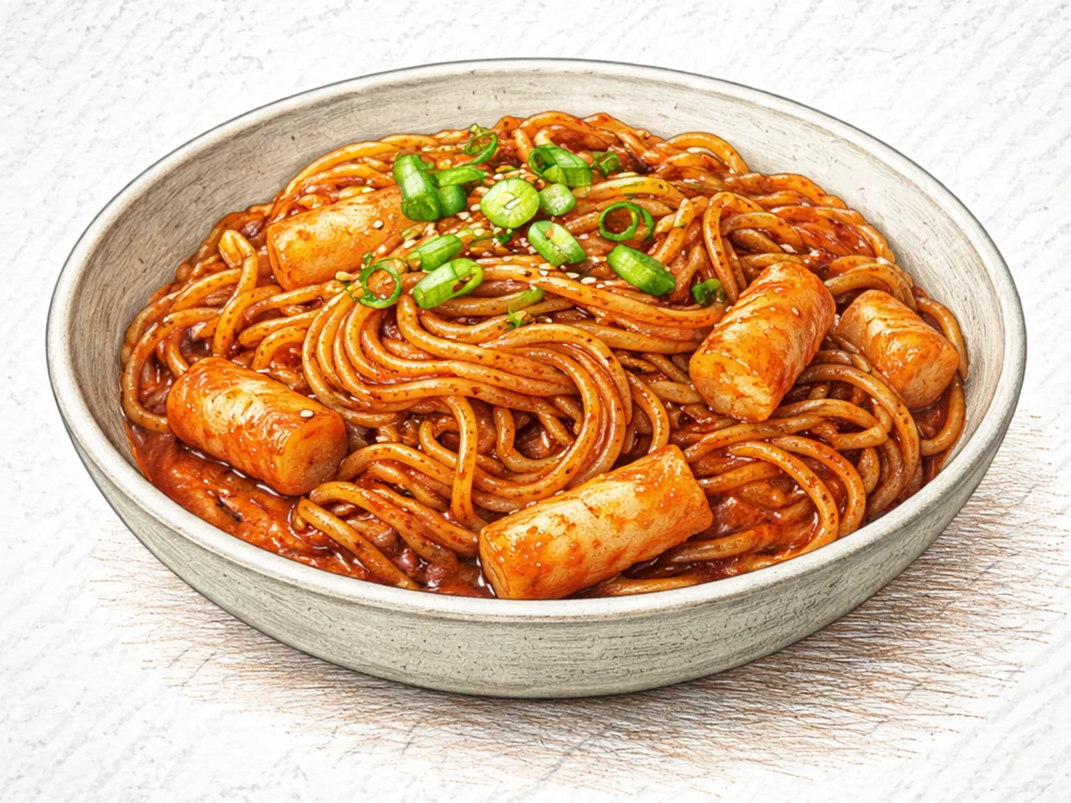 Tteok-bokkeum-myeon (fideos tteokbokki coreanos)