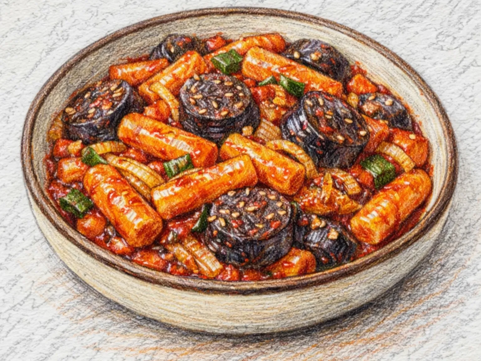 トッポッキスンデポックム（辛餅スンデ炒め）