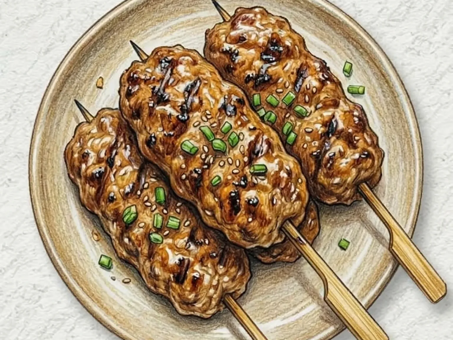 トッカルビ串（甘辛醤油牛豚合挽き小判型串焼き）