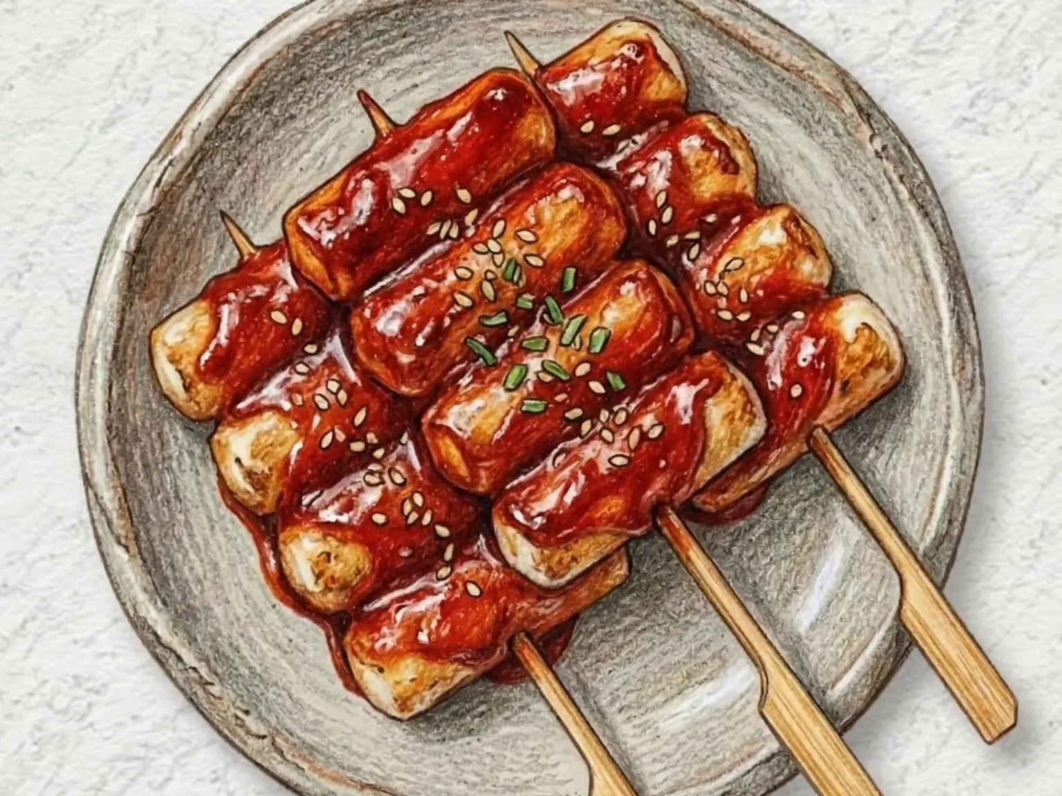 Korean Grilled Rice Cake Skewers