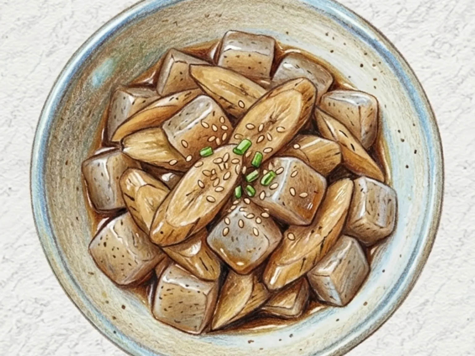 Ueong Gonyak Jorim (bardana y konjac estofados al estilo coreano)