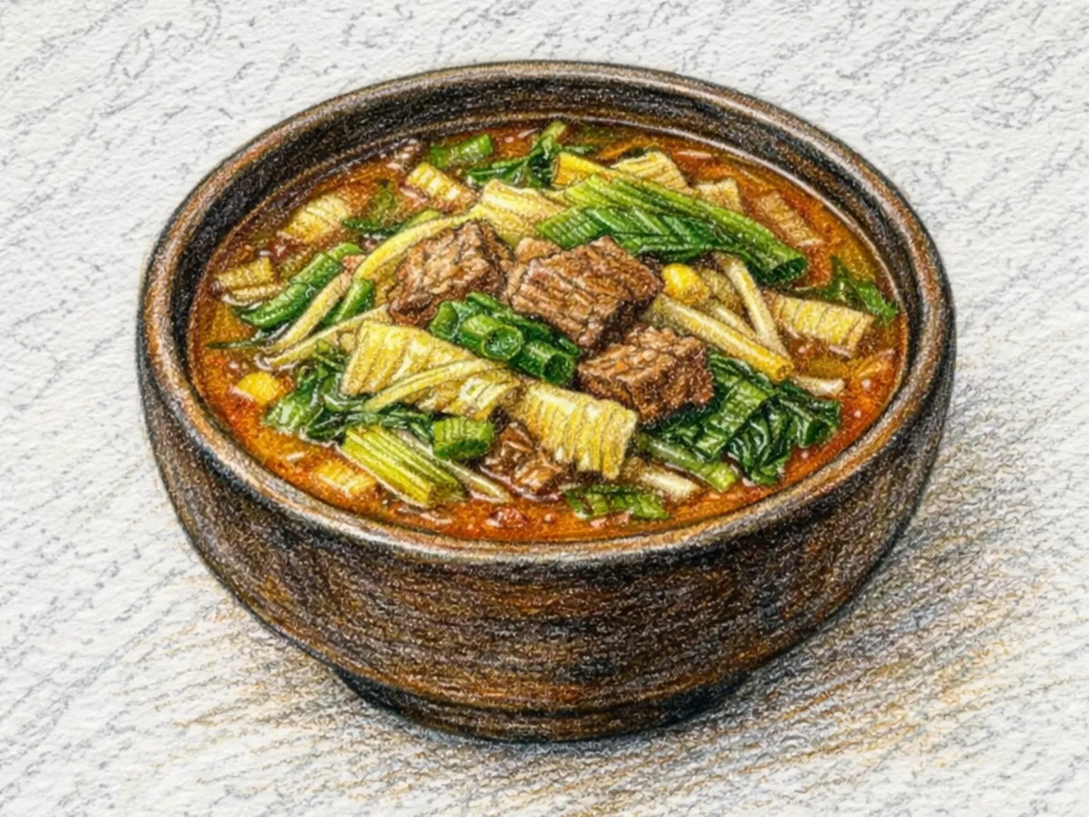 Ugeoji Soegogi Jjigae (estofado coreano de ternera y hojas de col napa)