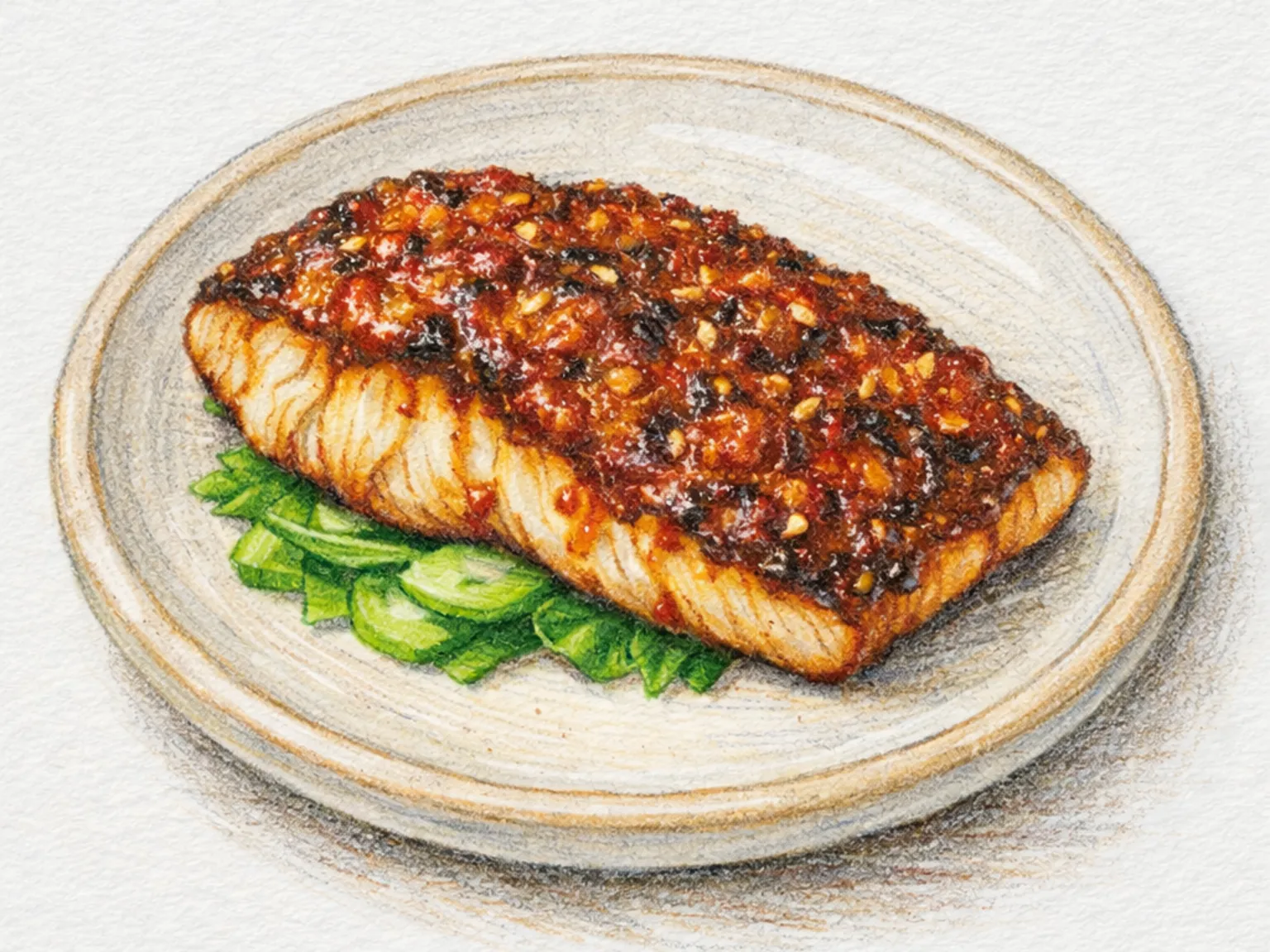 Ureok-doenjang-gui (peixe rockfish grelhado com doenjang)