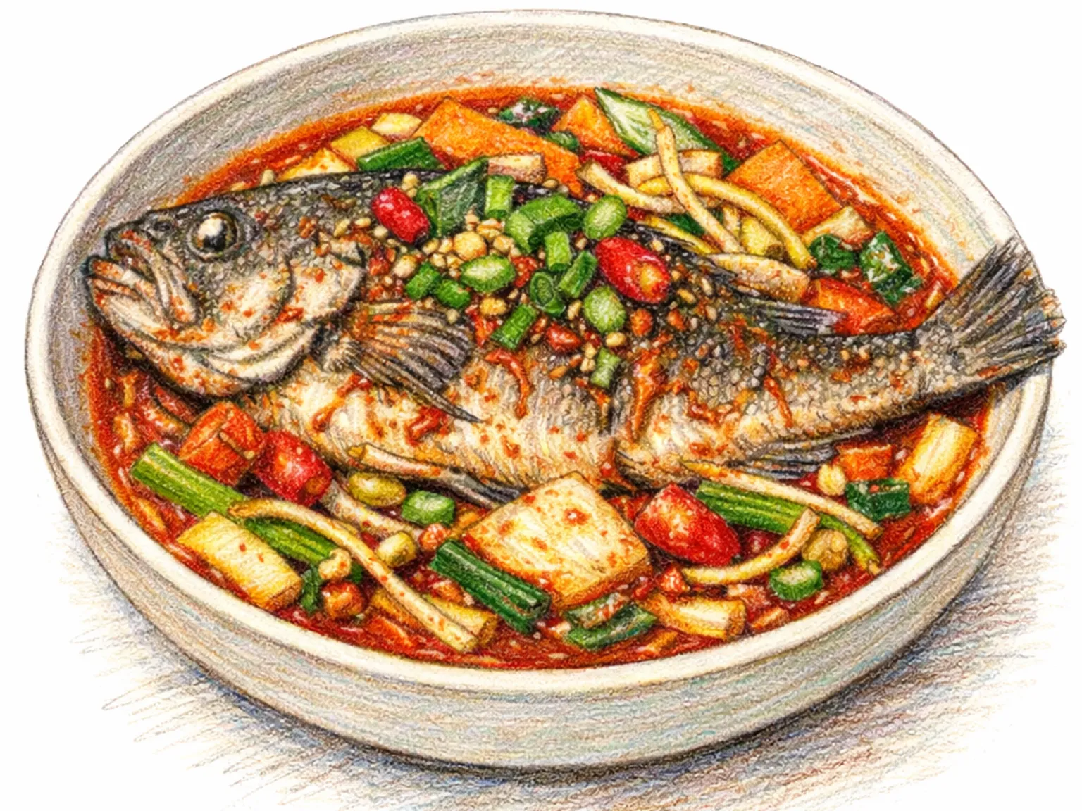 Ureok Jjim (Peixe-pedra no vapor à coreana com rabanete picante)