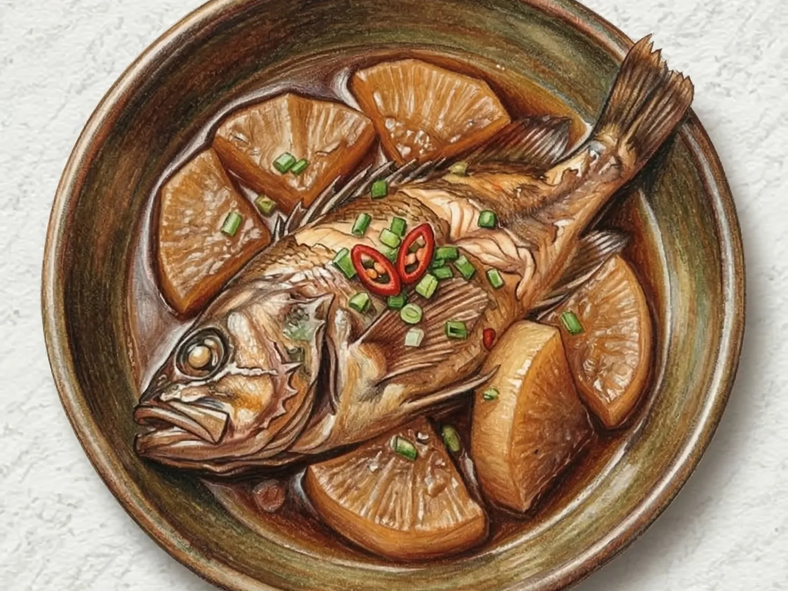 Ureok-jorim (pescado de roca braseado en salsa de soja al estilo coreano)