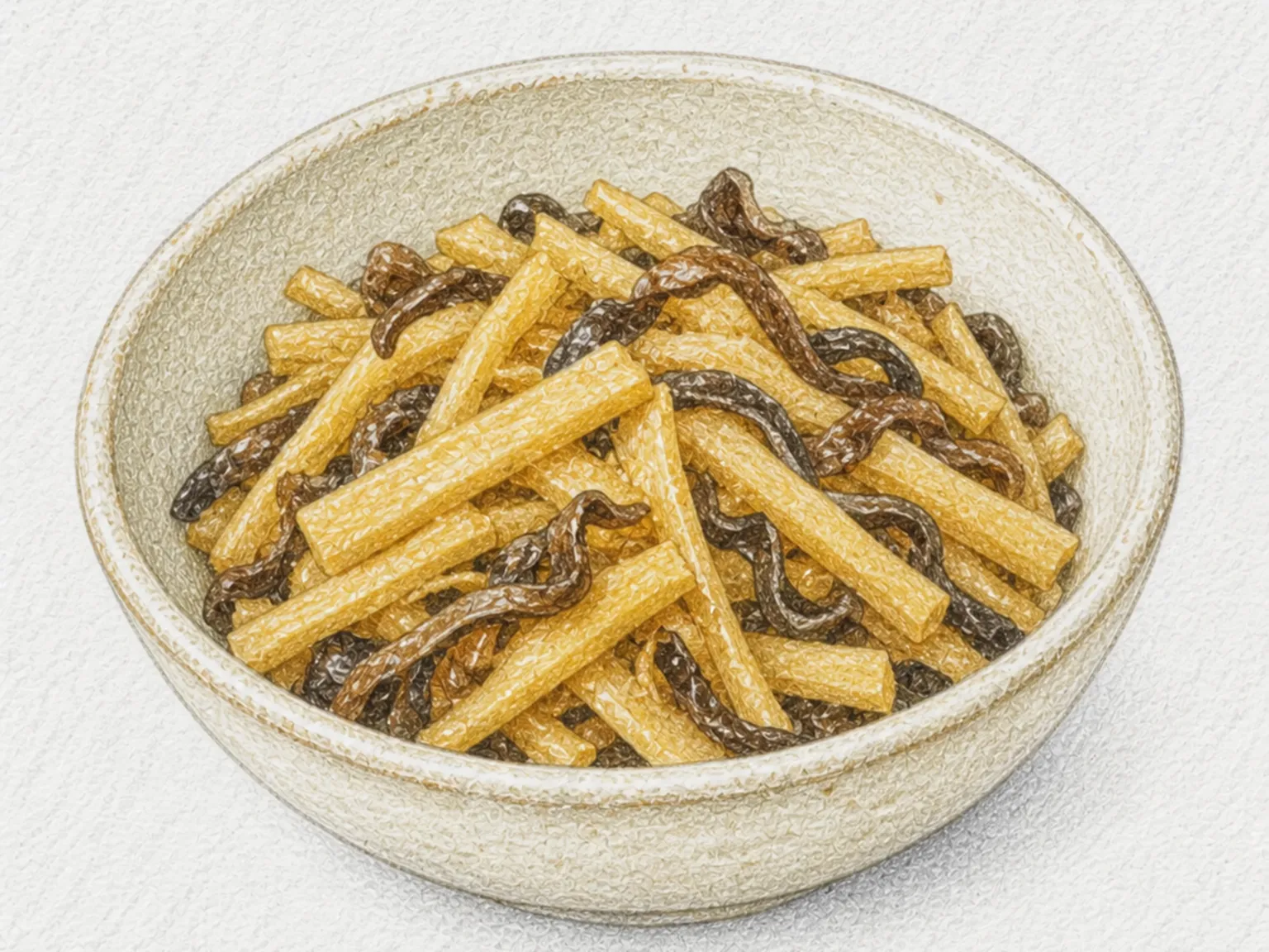 Yama-Surume Kinpira (Simmered Dried Bamboo Shoot and Wood Ear)
