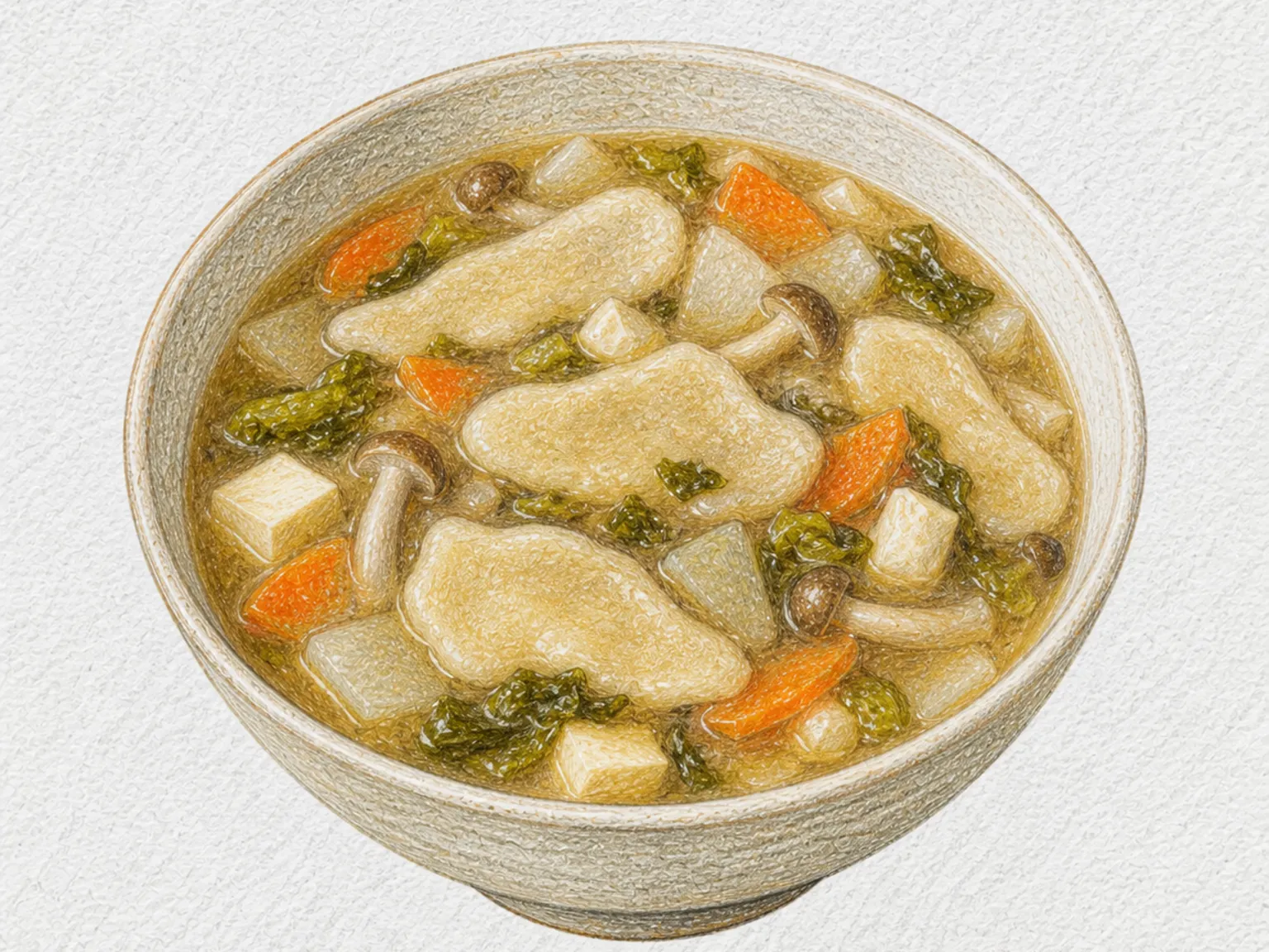 Yanagi Batto (Willow-Leaf Buckwheat Dumpling Soup)