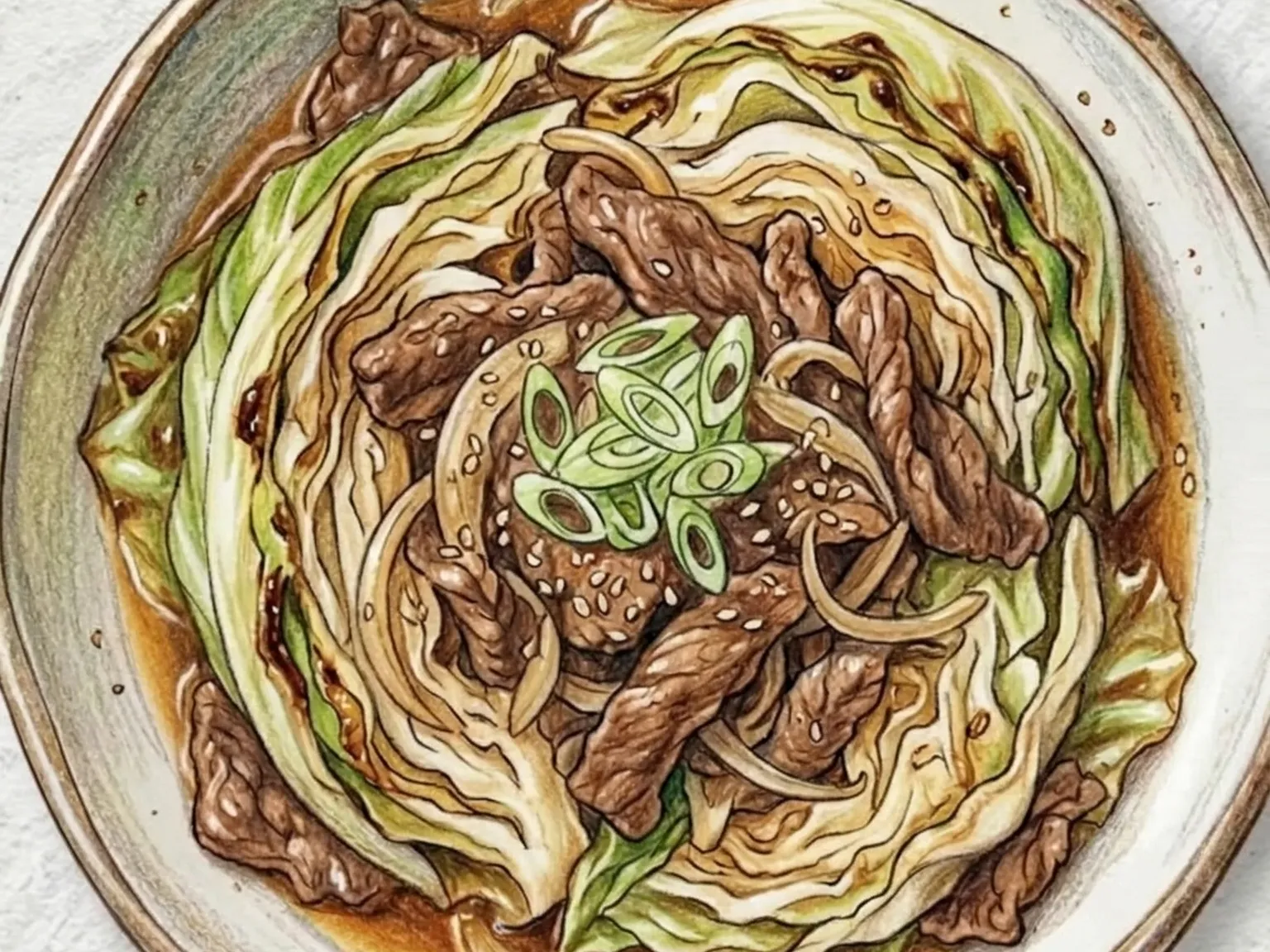 Yangbaechu Bulgogi Jjim (Bulgogi coreano no vapor com repolho)