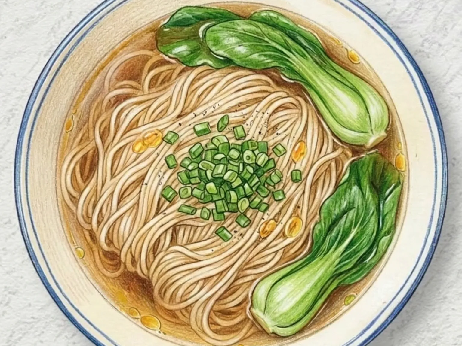 Yangchunmian (sopa de fideos de Shanghái en caldo claro de soja)