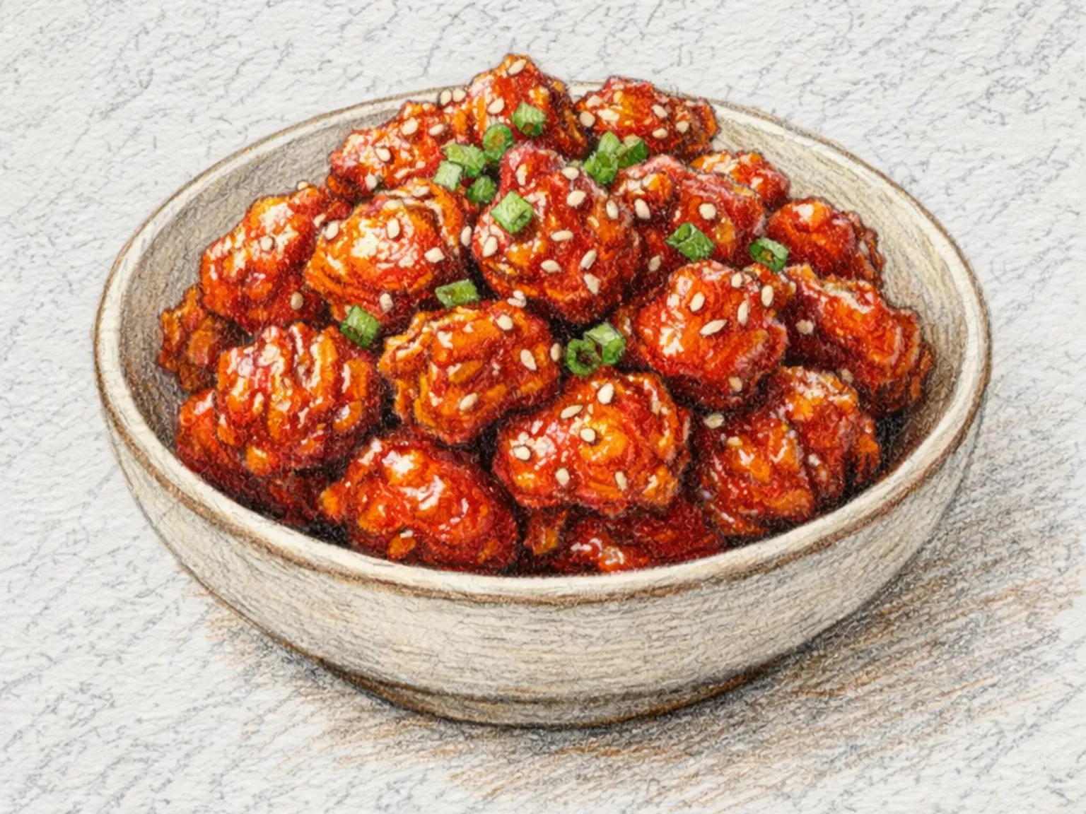 ヤンニョムタッカンジョン（二度揚げ鶏コチュジャン甘辛絡め）