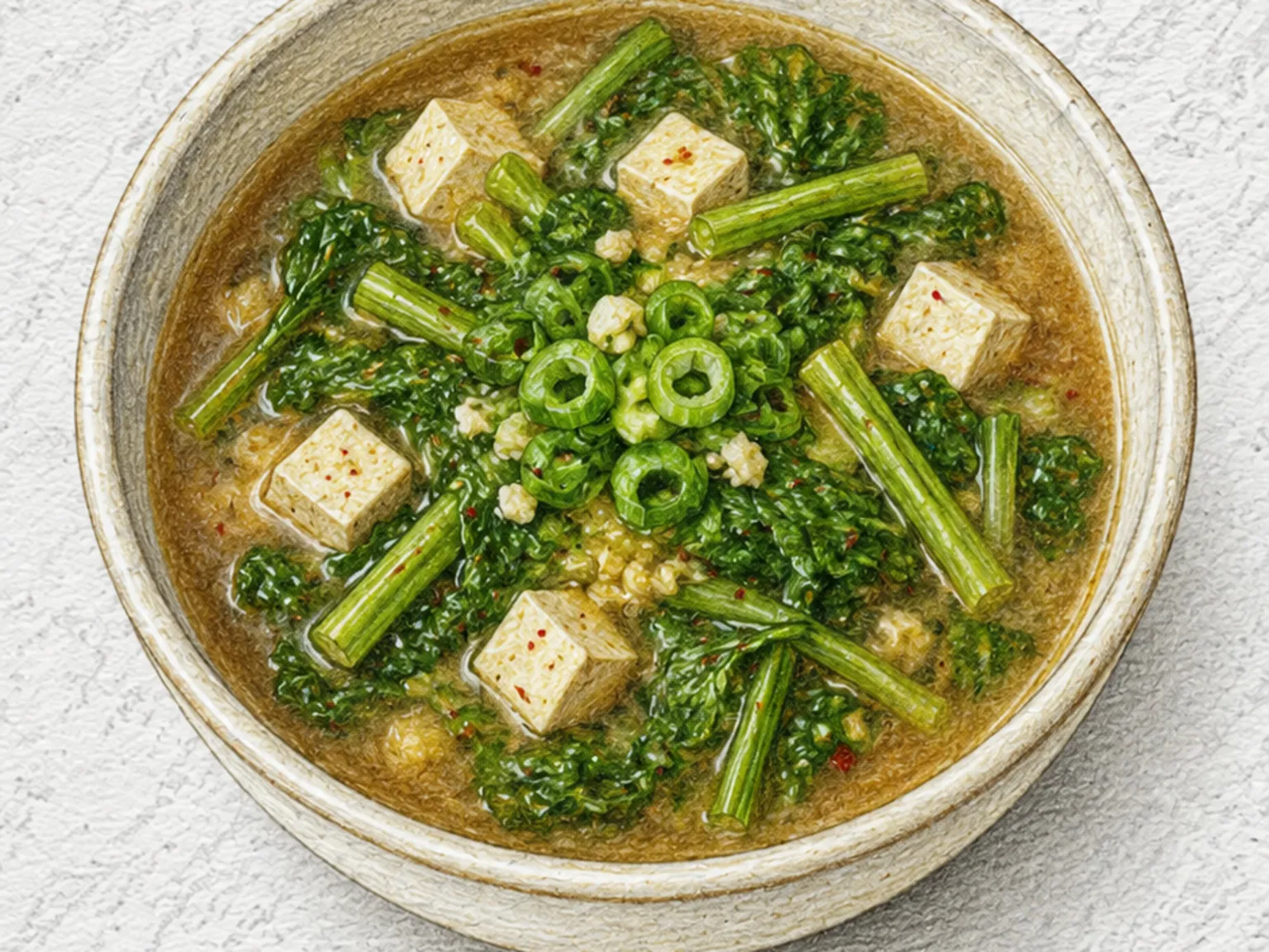 Yeolmu-doenjang-guk (sopa de doenjang y rábano joven coreana)