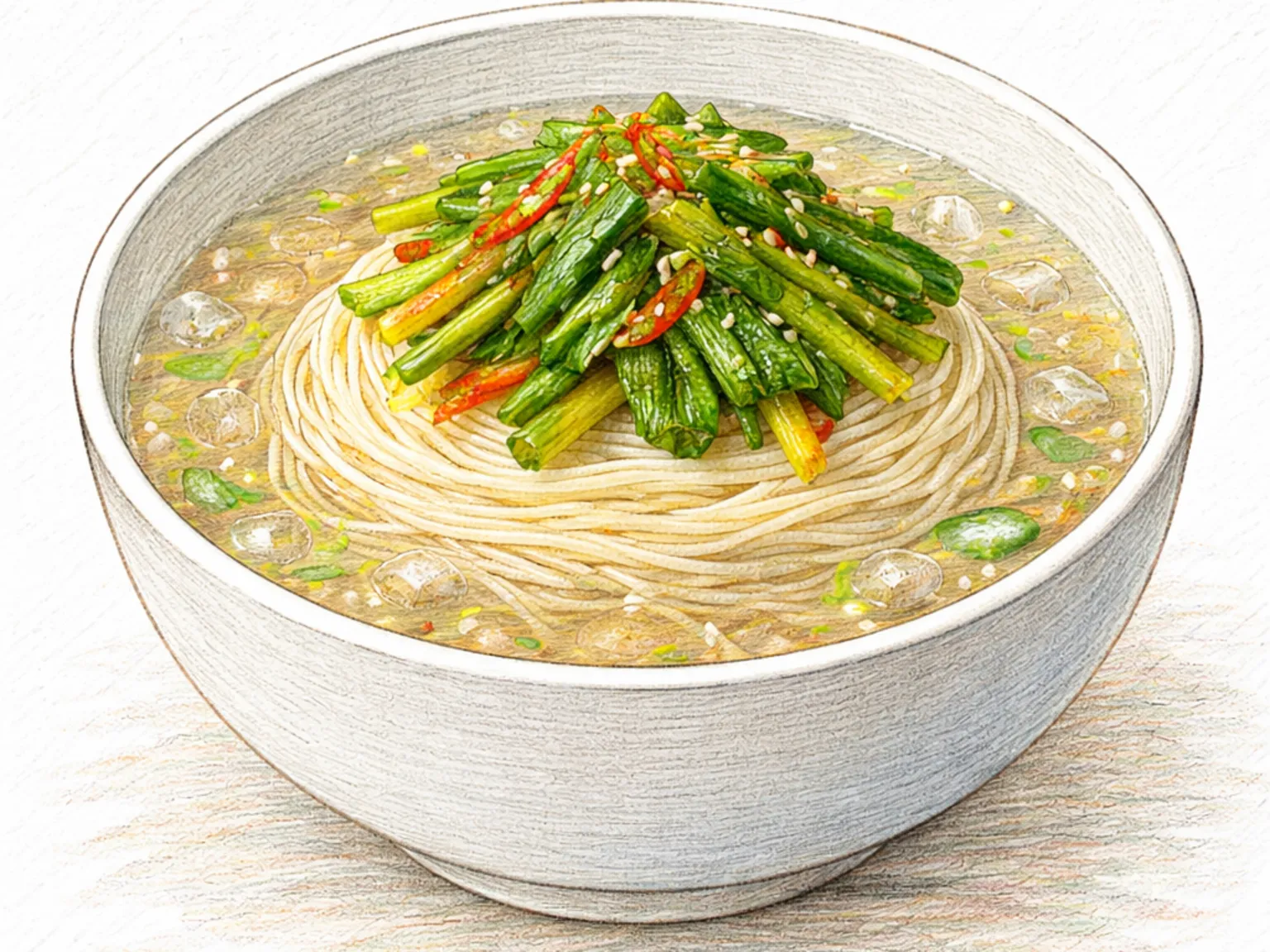 ヨルムムルグクス(若大根キムチの冷やし麺)