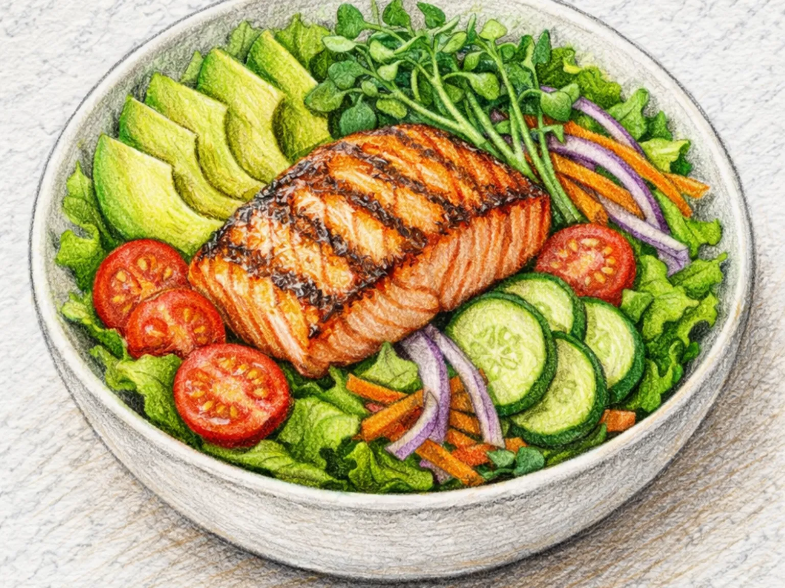 サーモンサラダ（焼きサーモンとアボカドの韓国風サラダ）