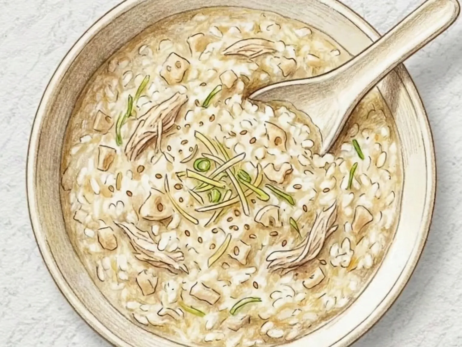 Yeongeun-dak-juk (gachas de pollo y raíz de loto coreanas)