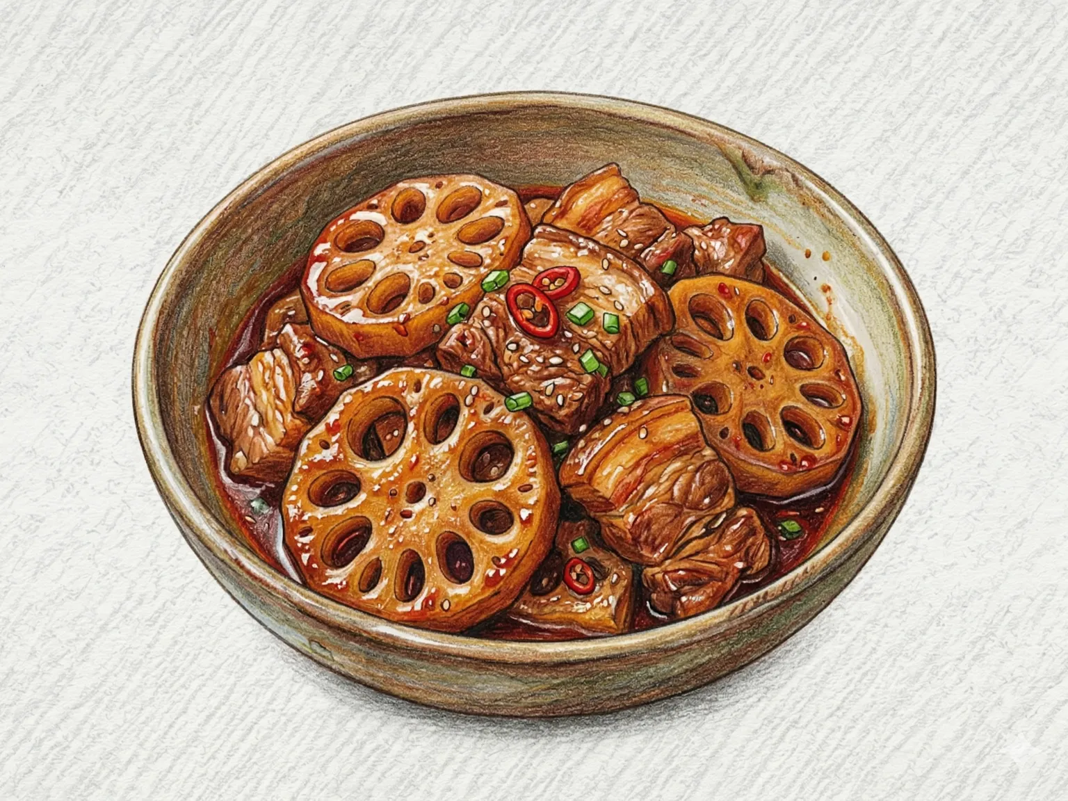 Korean Braised Lotus Root with Pork