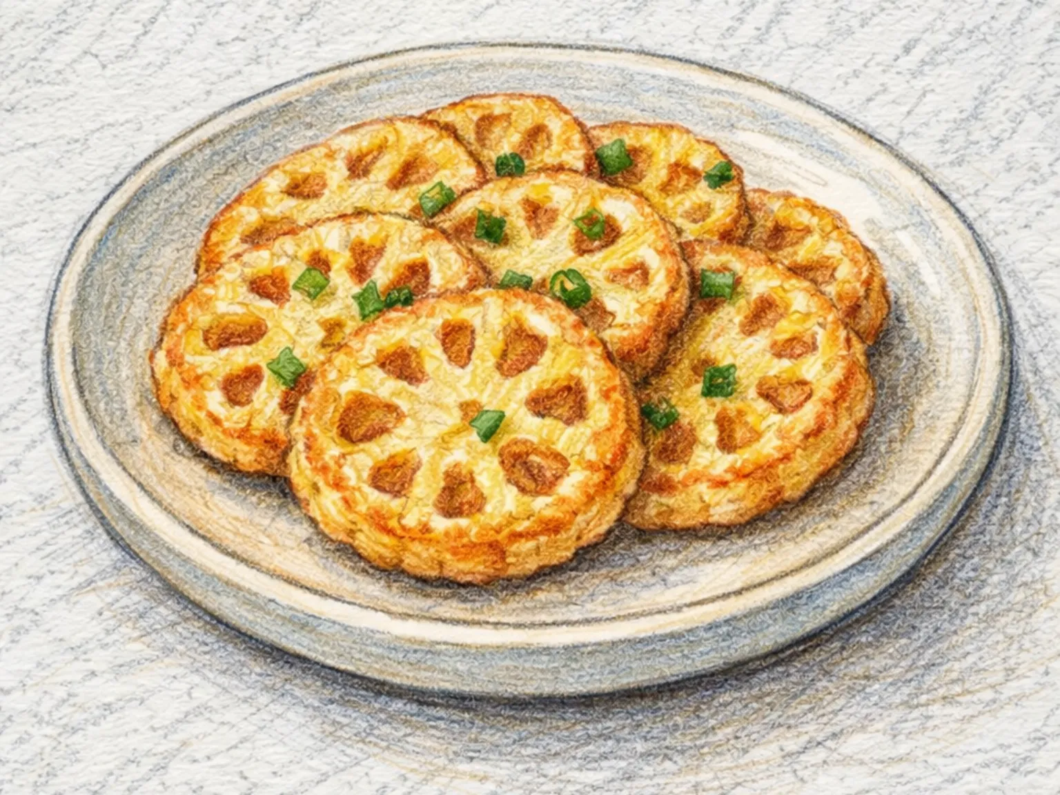 れんこんチヂミ（穴あき断面が美しいカリもちパンケーキ）