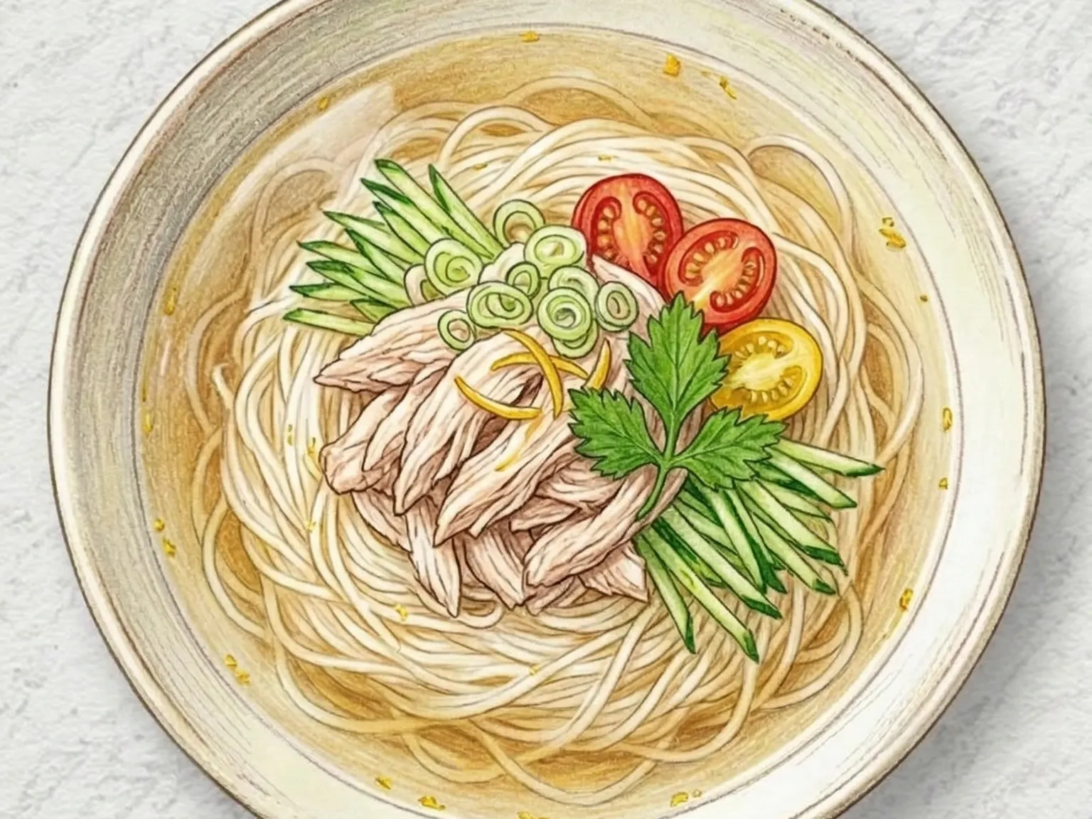 ユジャチキンネンソミョン（柚子鶏だし冷やし素麺）