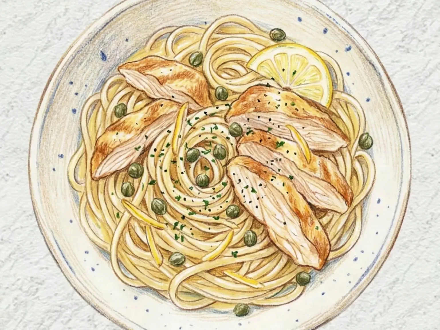 Yuja (cidra coreana) Chicken Piccata Linguine