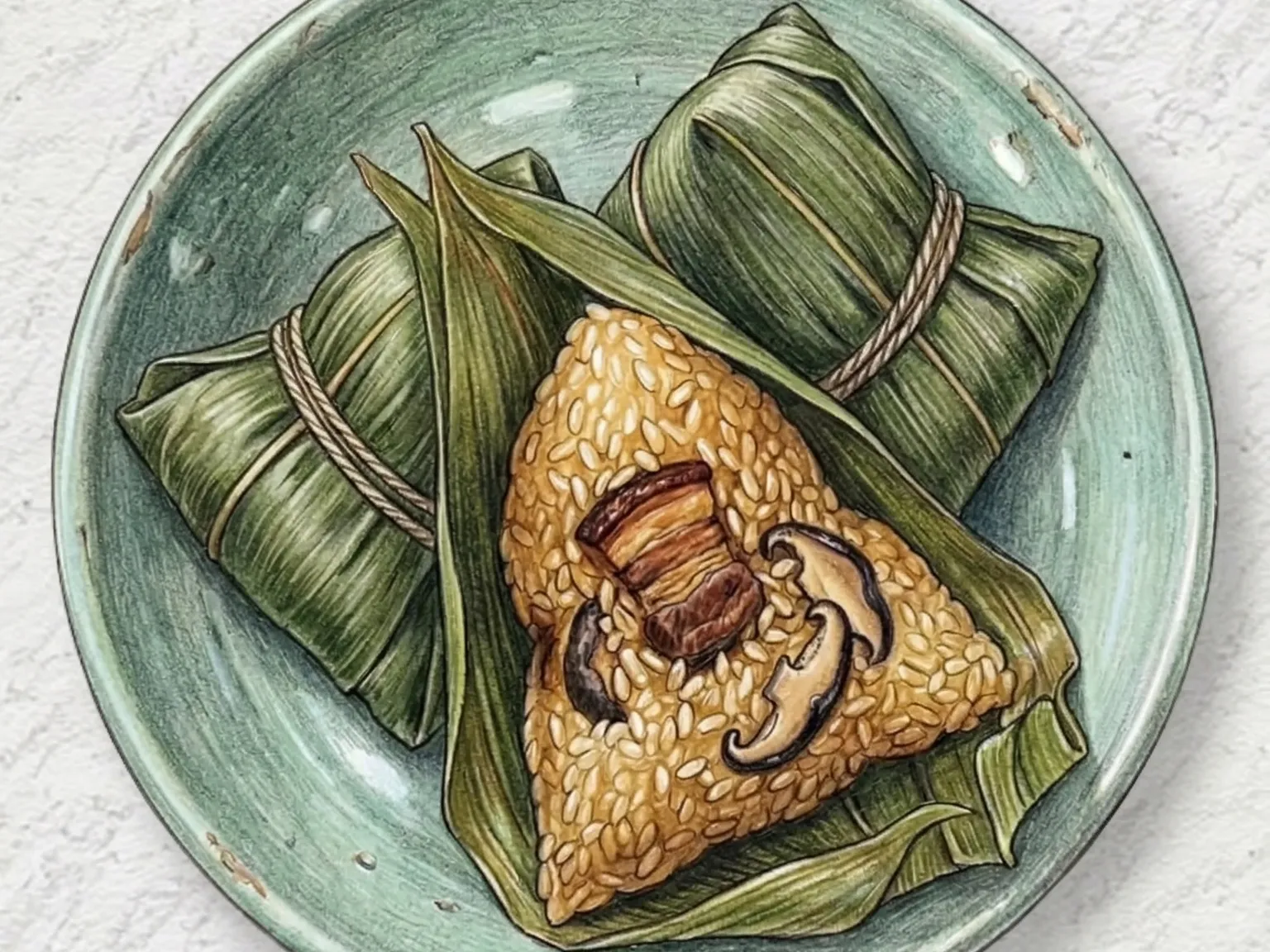 종즈 (대나무잎 찹쌀 삼겹살 중국 전통 경단)