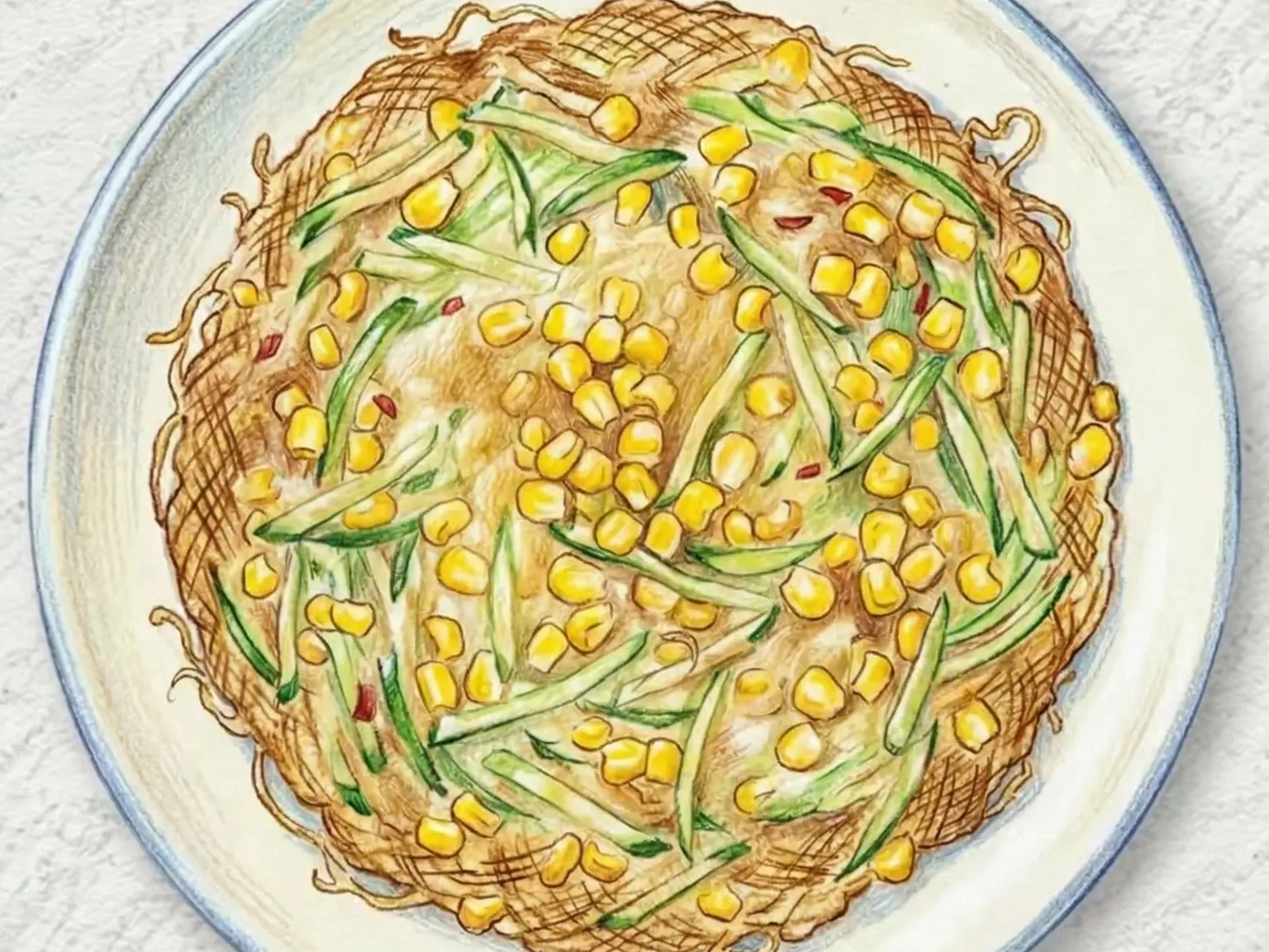 Hobak Oksusu Jeon (panqueca coreana de abobrinha e milho)